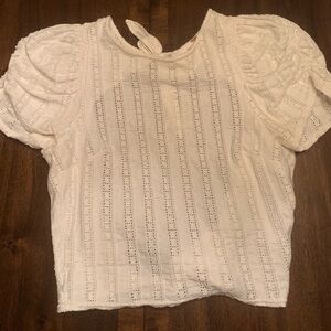 Free People Top Star Struck Eyelet Puff Sleeve White Women’s Medium